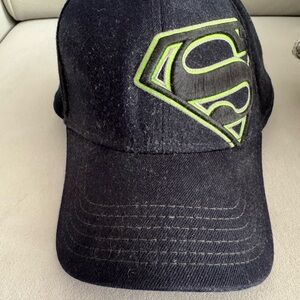 Black Baseball Cap with Neon Green Superman Logo